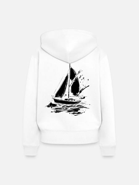 Segelboot - Frauen Premium Bio Zip Hoodie - Weiß