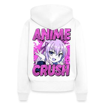ANIME CRUSH - Pink Manga Otaku Vibes - Frauen Premium Bio Zip Hoodie - Weiß - Hinten - AI Model Female 172 light (172cm)