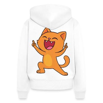 Bonne humeur chat - Sweat à capuche zippé Premium bio Femme - blanc - Dos - AI Model Female 172 light (172cm)