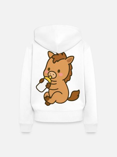 Pfohlen mit Milchflasche - Frauen Premium Bio Zip Hoodie - Weiß