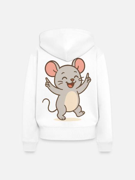 Glücks-Maus - Frauen Premium Bio Zip Hoodie - Weiß