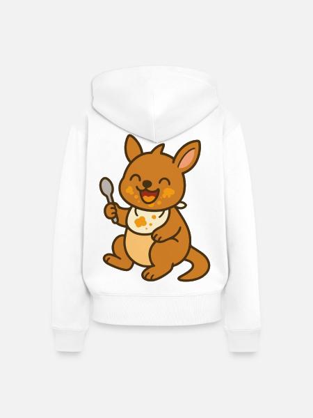 Futtern mit dem Kängurubaby - Frauen Premium Bio Zip Hoodie - Weiß