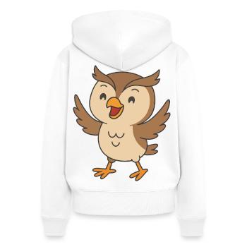 Lachuhu en vol - Sweat à capuche zippé Premium bio Femme - blanc - Dos - AI Model Female 172 light (172cm)