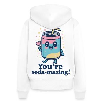 Soda-mazing Mignon Art Kawaii - Sweat à capuche zippé Premium bio Femme - blanc - Dos - AI Model Female 172 light (172cm)