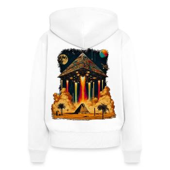 Futuristic Space Pyramid Artwork - Women's Premium Organic Zip Hoodie - white - Back - AI Model Female 172 light (172cm)