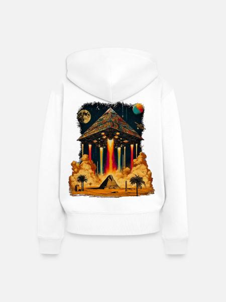 Futuristisches Weltraumpyramiden-Kunstwerk - Frauen Premium Bio Zip Hoodie - Weiß