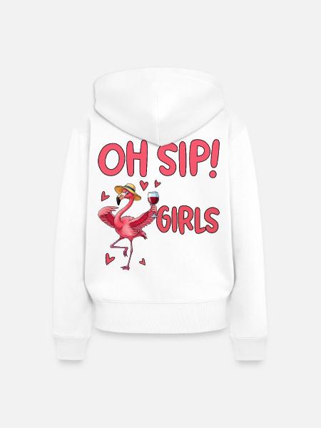 Flamingo Girls Trip Design - Frauen Premium Bio Zip Hoodie - Weiß