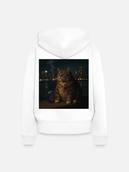 Lustige rauchende Katze Meme dumme Hirnfäule - Frauen Premium Bio Zip Hoodie - Weiß
