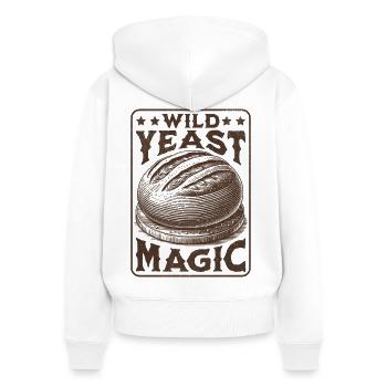 Levure sauvage Amateur de pain au levain magique - Sweat à capuche zippé Premium bio Femme - blanc - Dos - AI Model Female 172 light (172cm)