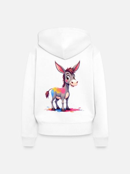 Bunter Farbklecks Esel - Frauen Premium Bio Zip Hoodie - Weiß