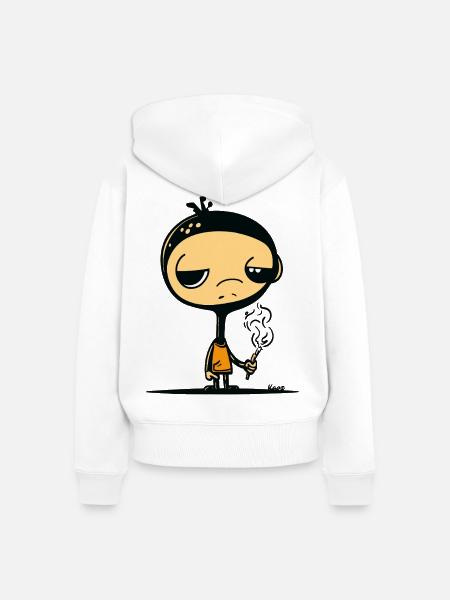 Geheimnisvoller Junge - Frauen Premium Bio Zip Hoodie - Weiß