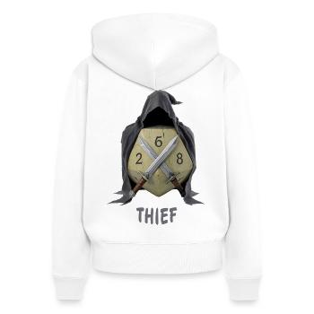 W20 mit Kapuze – Thief Fantasy Dice - Frauen Premium Bio Zip Hoodie - Weiß - Hinten - AI Model Female 172 light (172cm)