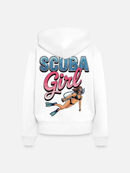 Scuba Girl Tauch-Design - Frauen Premium Bio Zip Hoodie - Weiß