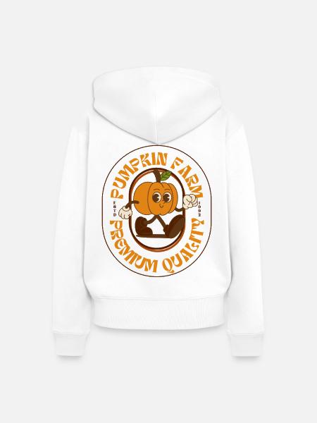 Kürbis Farm - Herbst Design - Frauen Premium Bio Zip Hoodie - Weiß