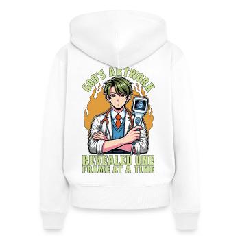 Sonographer God's Artwork Revealed One Ultrasound - Frauen Premium Bio Zip Hoodie - Weiß - Hinten - AI Model Female 172 light (172cm)