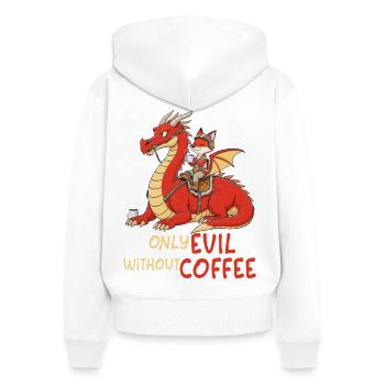 Fuchs auf Drachen – Only Evil Without Coffee - Frauen Premium Bio Zip Hoodie - Weiß - Hinten - AI Model Female 172 light (172cm)