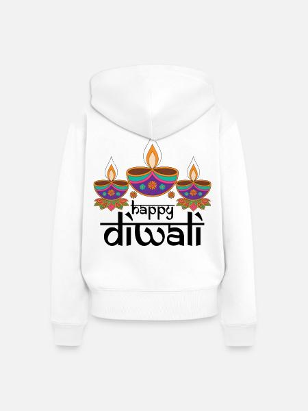 Drei bunte Diyas Festmuster - Frauen Premium Bio Zip Hoodie - Weiß