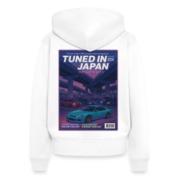 Tuned in Japan Neon JDM Cover - Frauen Premium Bio Zip Hoodie - Weiß - Hinten - AI Model Female 172 light (172cm)
