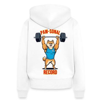 Paw-Sonal Record Shiba Lifter - Women's Premium Organic Zip Hoodie - white - Back - AI Model Female 172 light (172cm)