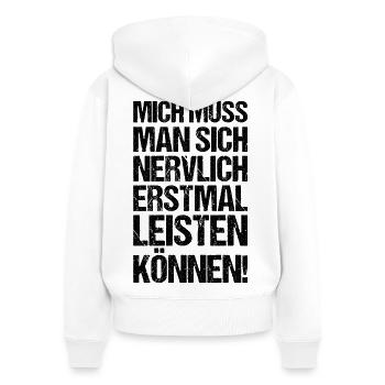Nerveusement, il faut d’abord pouvoir me les offrir - Sweat à capuche zippé Premium bio Femme - blanc - Dos - AI Model Female 172 light (172cm)