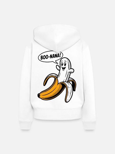 Boonana Halloween Banane - Frauen Premium Bio Zip Hoodie - Weiß
