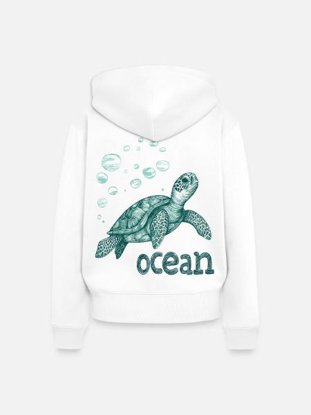 Save the ocean - schildkröte - Frauen Premium Bio Zip Hoodie - Weiß