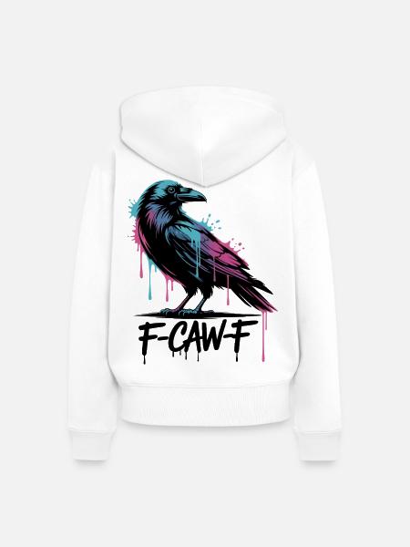F-Caw-F Meme Krähe - Frauen Premium Bio Zip Hoodie - Weiß