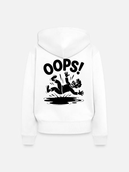 OOPS Sturz Cartoon Lustiger Fall - Frauen Premium Bio Zip Hoodie - Weiß