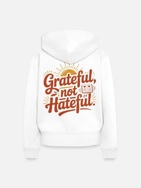 Dankbarkeit statt Hass Motiv - Frauen Premium Bio Zip Hoodie - Weiß