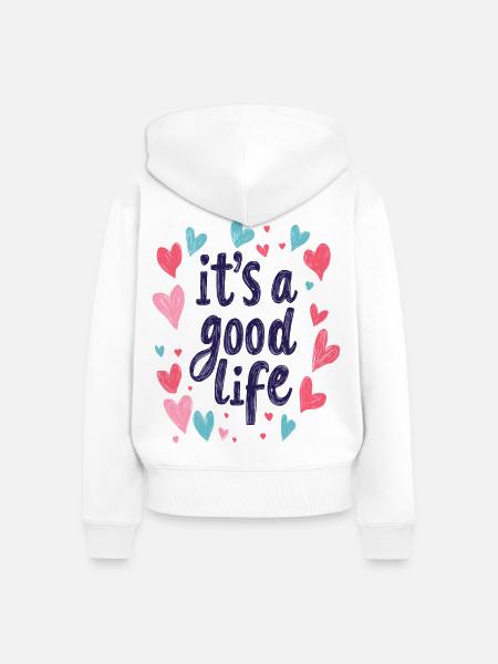 it's a good life - Frauen Premium Bio Zip Hoodie - Weiß