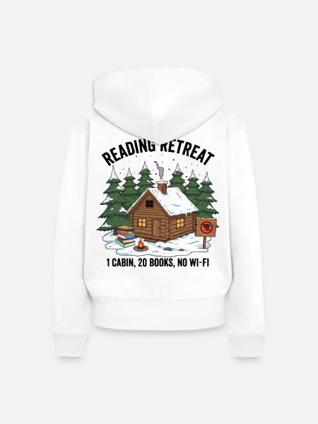 Winterhütte Leseabend - Frauen Premium Bio Zip Hoodie - Weiß