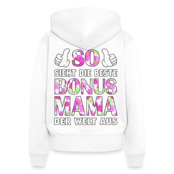 Bonus Mama Mutter Muttertag Stiefmutter Geschenk - Frauen Premium Bio Zip Hoodie - Weiß - Hinten - AI Model Female 172 light (172cm)
