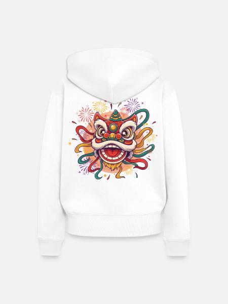 Chinesischer Löwentanz | Fest Feier - Frauen Premium Bio Zip Hoodie - Weiß