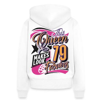 79. Geburtstag Queen Frauen - Frauen Premium Bio Zip Hoodie - Weiß - Hinten - AI Model Female 172 light (172cm)