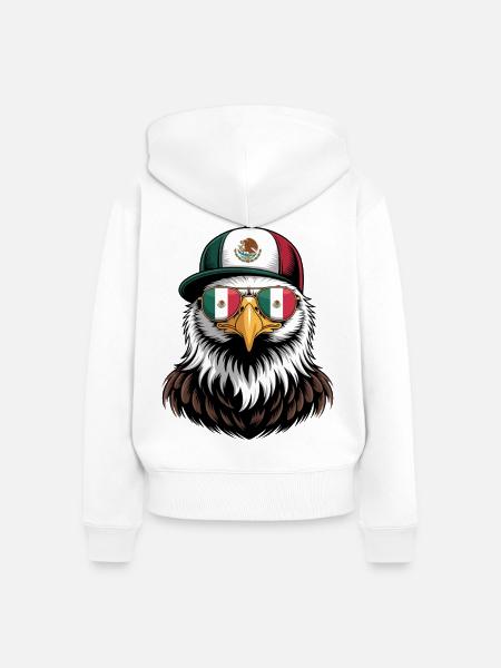 Mexikanischer Adler Retro Sonnenbrille - Frauen Premium Bio Zip Hoodie - Weiß
