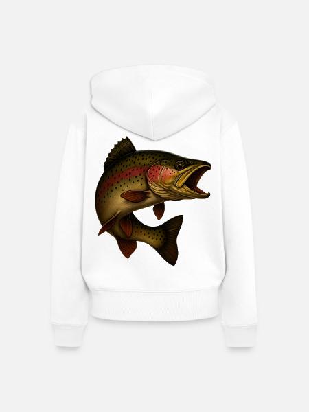 Faszinierende Regenbogenforelle Illustration - Frauen Premium Bio Zip Hoodie - Weiß