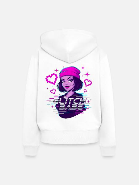 Y2K Retro – Glitch Babe - Frauen Premium Bio Zip Hoodie - Weiß