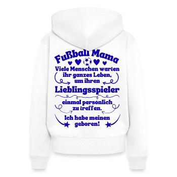 Fußball Mama Lieblingsspieler geboren in blau - Frauen Premium Bio Zip Hoodie - Weiß - Hinten - AI Model Female 172 light (172cm)
