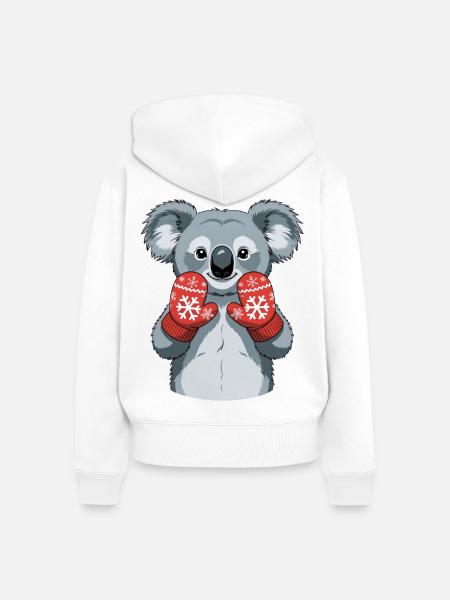 Winterkoala mit roten Handschuhen - Frauen Premium Bio Zip Hoodie - Weiß