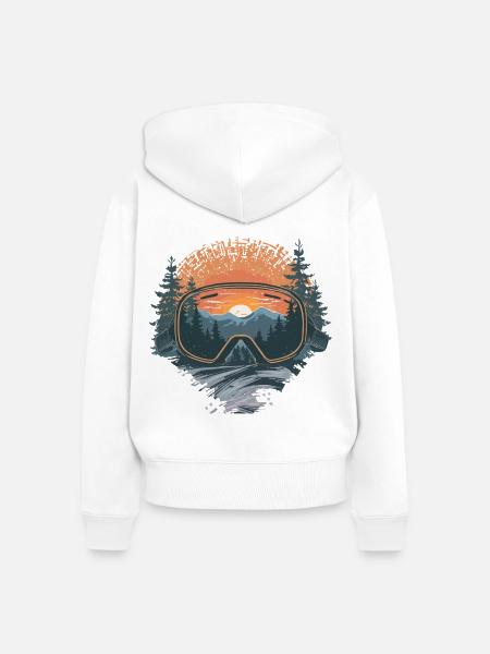 Skibrille Sonnenuntergang - Frauen Premium Bio Zip Hoodie - Weiß