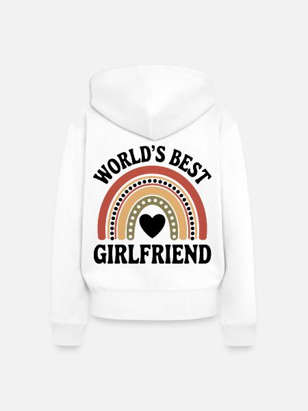 Weltbeste Freundin Regenbogen - Frauen Premium Bio Zip Hoodie - Weiß