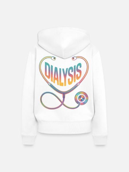 Regenbogen Diagnose Stethoskop - Frauen Premium Bio Zip Hoodie - Weiß