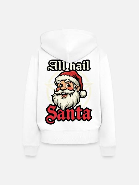 Heil dem Weihnachtsmann - Frauen Premium Bio Zip Hoodie - Weiß