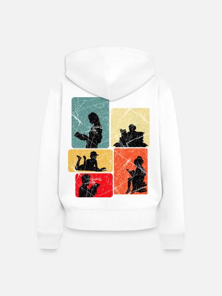 Bücher Lesen, Leseratte - Frauen Premium Bio Zip Hoodie - Weiß