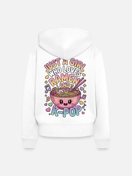 K-Pop Ramen Mädchen Motiv - Frauen Premium Bio Zip Hoodie - Weiß