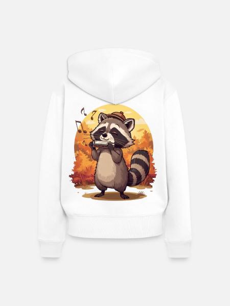 Herbstlicher Waschbärenharmonika - Frauen Premium Bio Zip Hoodie - Weiß
