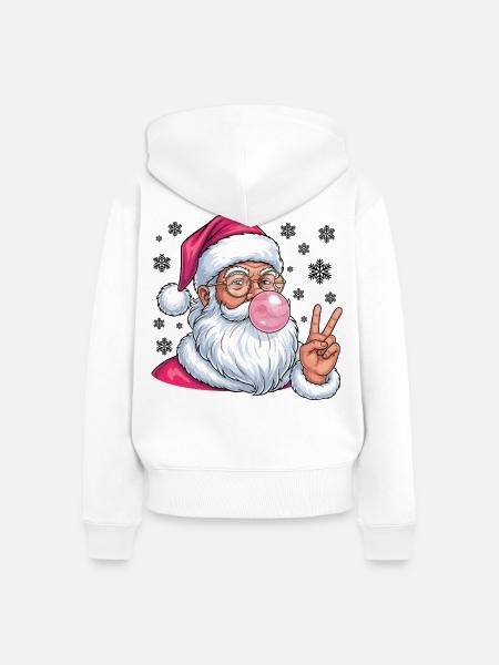 Weihnachtsmann Bubble Gum - Frauen Premium Bio Zip Hoodie - Weiß