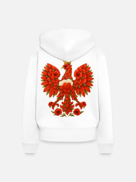 Polnischer Adler aus rotem Mohn - Frauen Premium Bio Zip Hoodie - Weiß