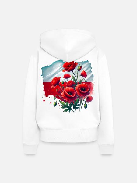 Polnische Mohnblumen Nationalflagge Kunst - Frauen Premium Bio Zip Hoodie - Weiß