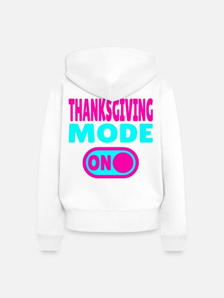 Thanksgiving Mode ON - Frauen Premium Bio Zip Hoodie - Weiß
